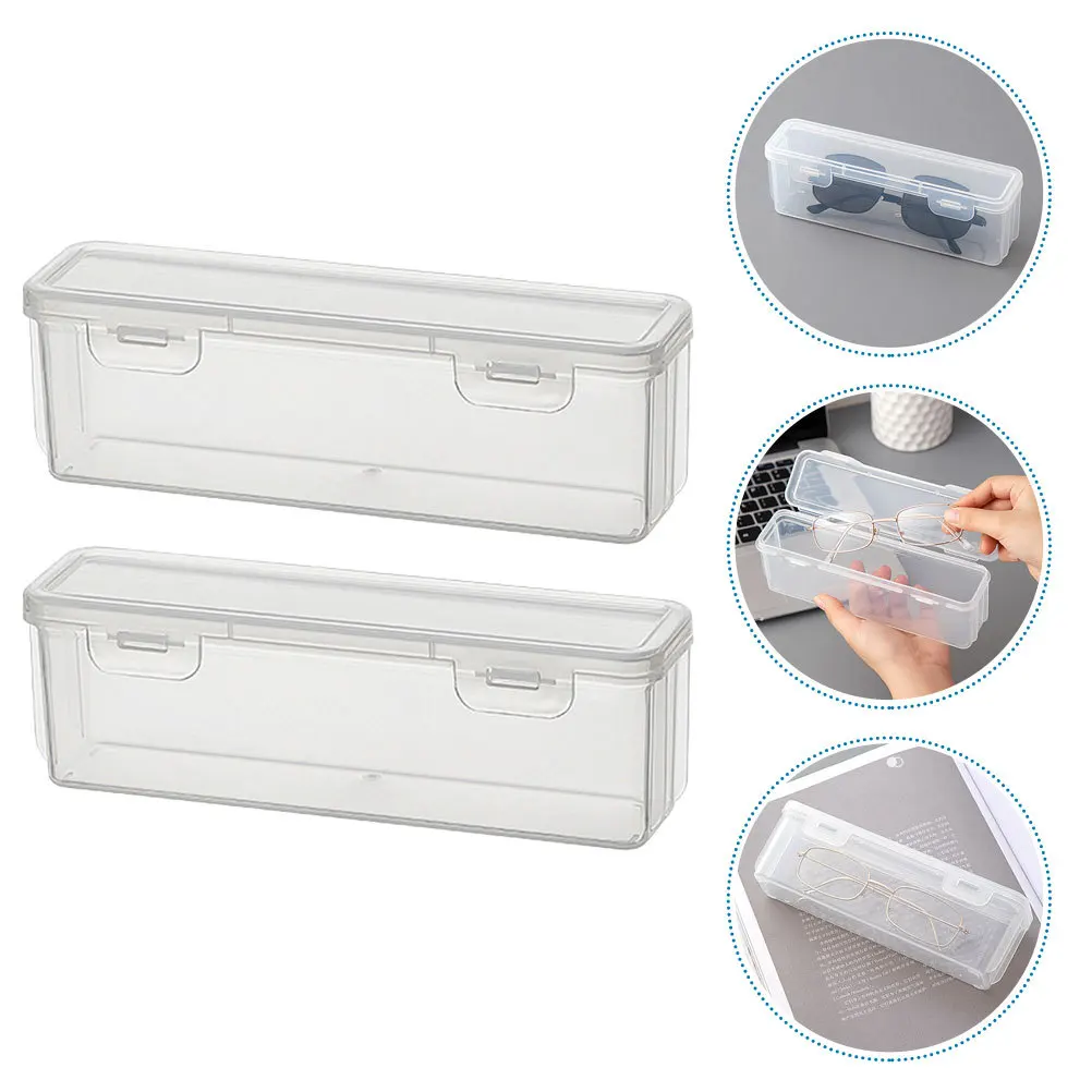 

2Pcs Eyeglass Storage Boxes Plastic Sunglasses Organizers Small Portable Sunglass Display Holders Travel Sunglasses Storage