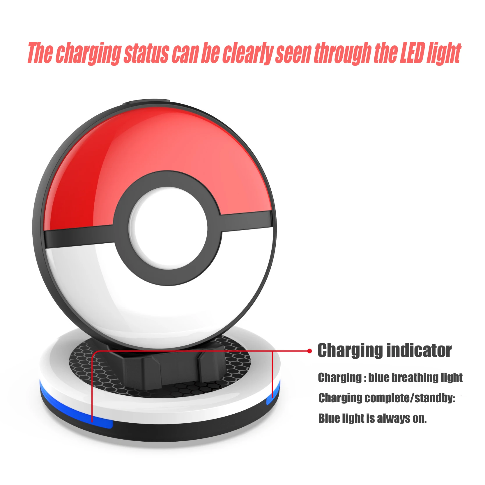 for Pokémon GO Plus + Non-slip Charging Dock Station With RGB Light Charging Dock Station Compatible with Pokemon GO Plus +