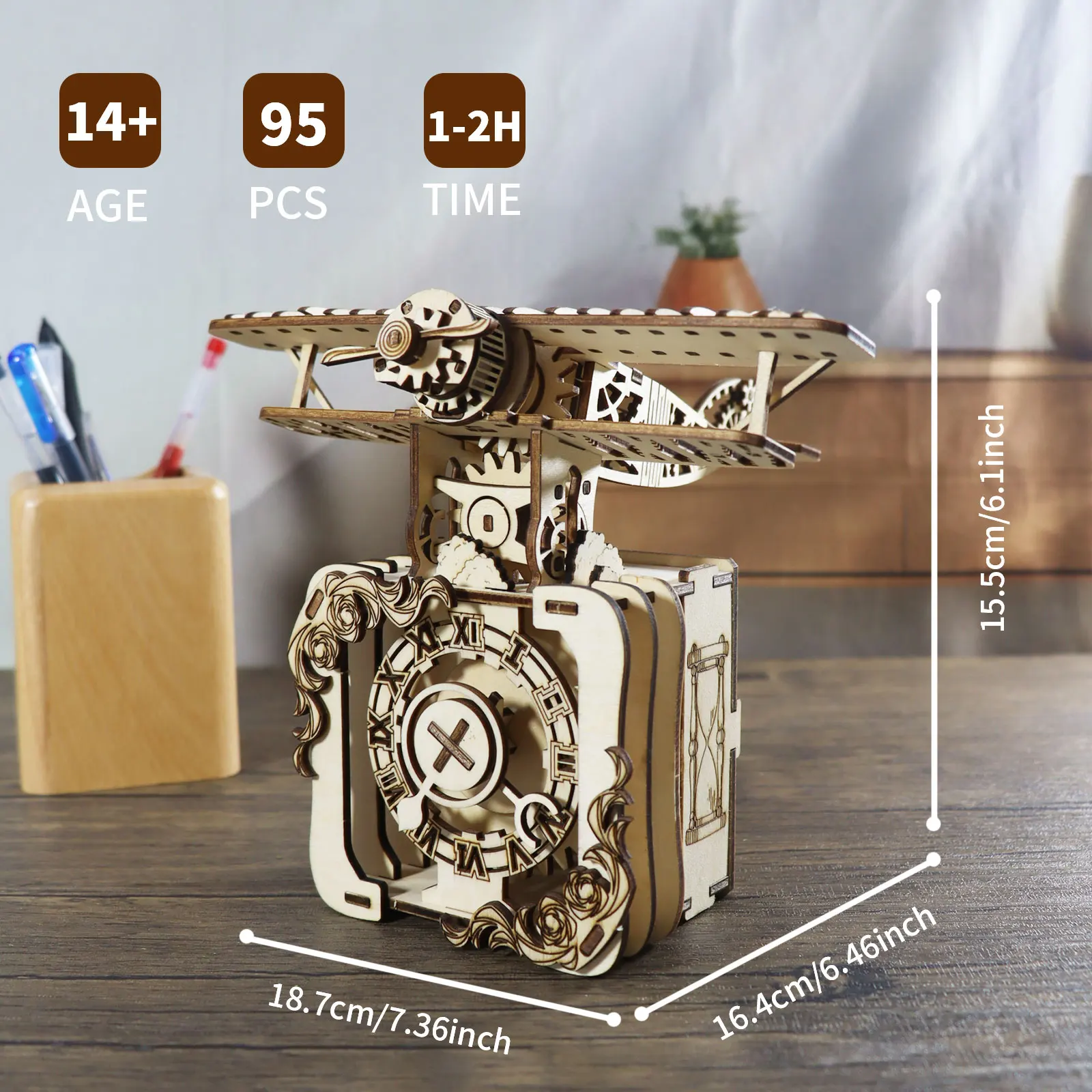 3D Wooden Airplane Music Box - DIY Craft Kit with Mechanical Parts, Handmade Assembly Model, Unique Gift for Christmas, Birthday