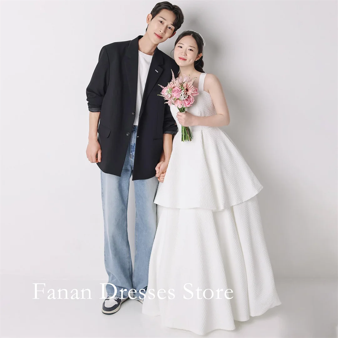 FANAN Corea A-Line palabra de longitud cuello cuadrado vestidos de novia de encaje ........... marfil personalizado vestidos de novia bonitos
