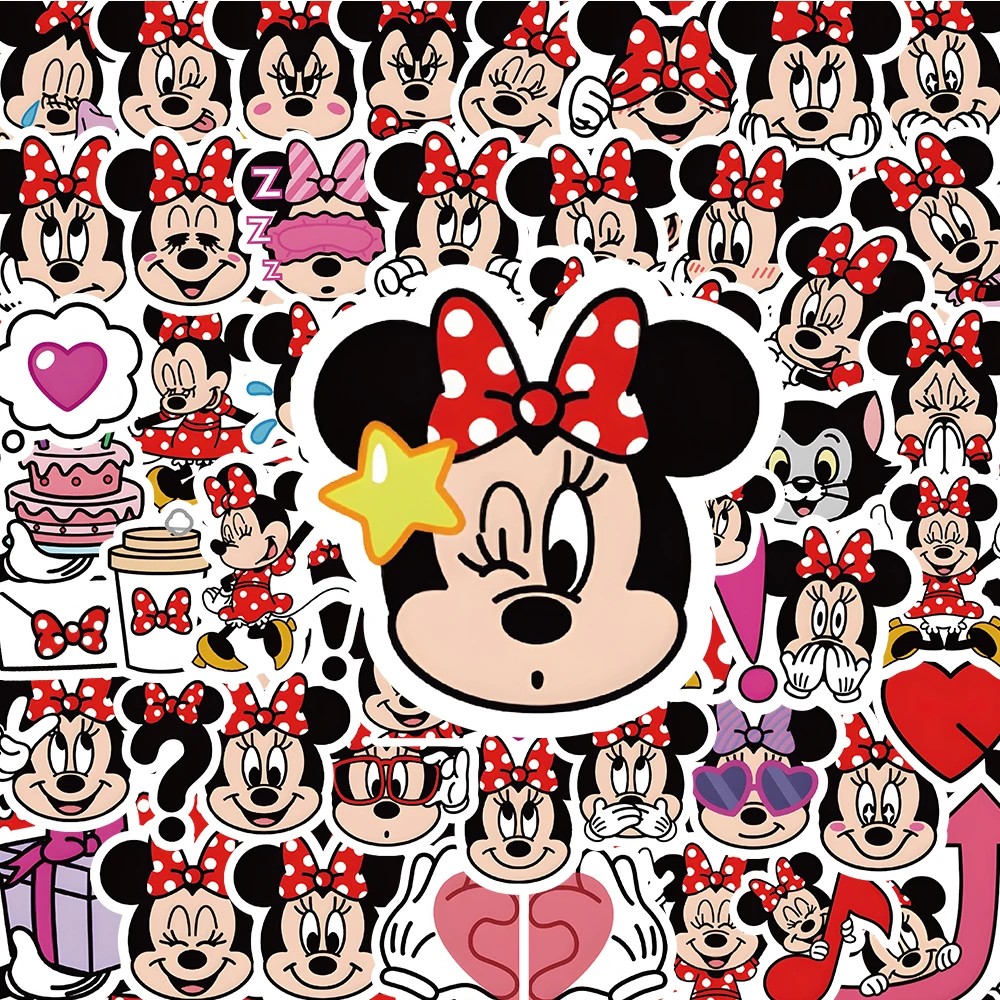 

10/30/60pcs Cute Disney Cartoon Mickey Mouse Stickers for Kids Kawaii Minnie Mouse Anime Decals Toys DIY Stationery Car Laptop