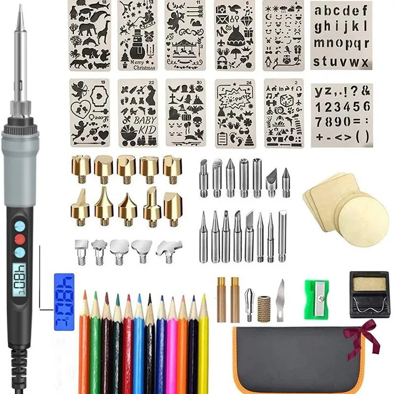 

Factory Direct Sales Pyrograph Tool Engraving Pyrograph Pen Wood Burning Kit, Adjustable Temperature Pyrograph Set 75 Pieces