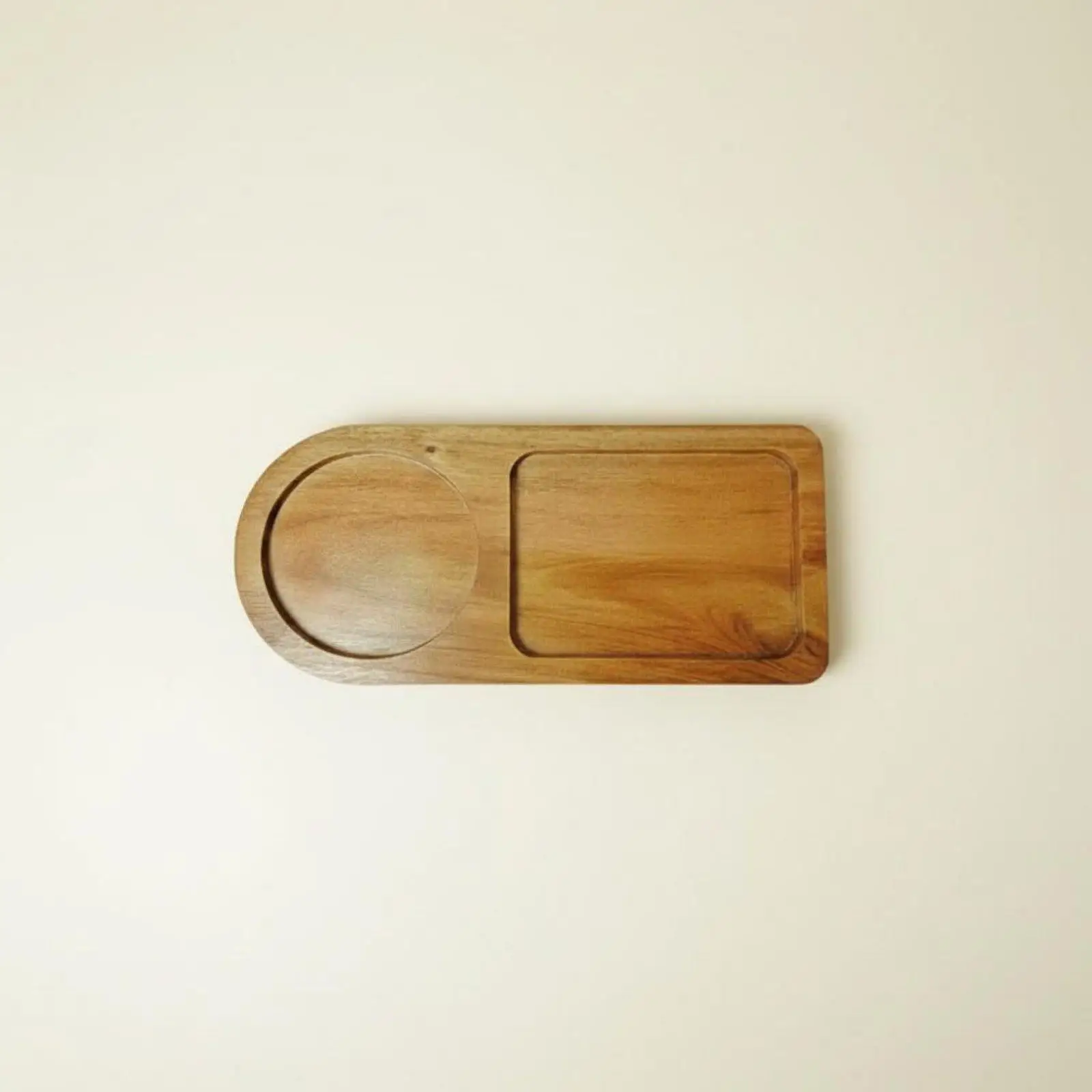 Elegant Wooden Composite Tray for Tea Coffee Serving Double Slot Acacia Board for Dining Table Decor