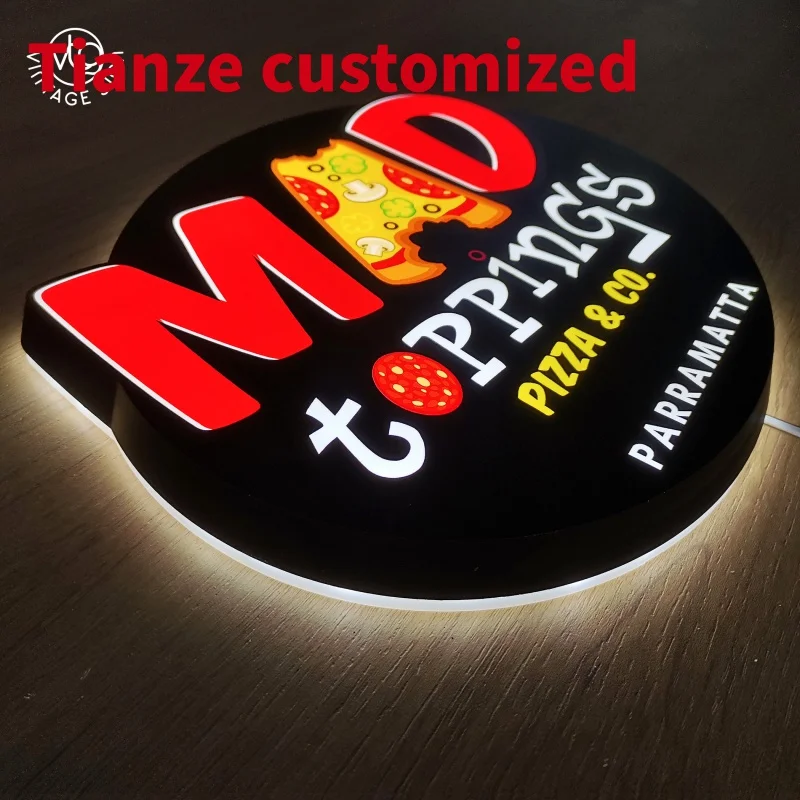 (Customized) dining shop sign 3D LED acrylic light box signs business advertising custom outdoor storefront logo sign with h