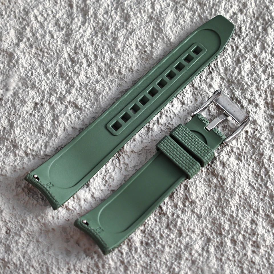 Neues Design, gebogenes Ende, Gummi-Uhrenarmband, 20mm 21mm 22mm, FKM-Uhrenarmband, Sport-Armband für Herren, für Rolex, Seiko, Omega, Tissot – Detail 4