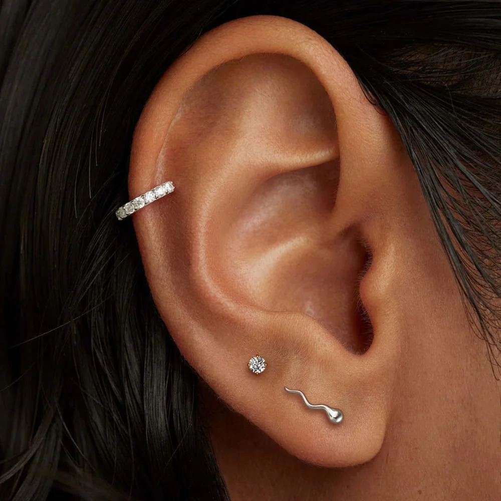 Twolobes 1 Stück ASTM F136 Titan Tadpole Labret Piercing 16G 18G Innengewinde Flacher Rücken Stud Helix Knorpel Scherzgeschenk – Detail 5