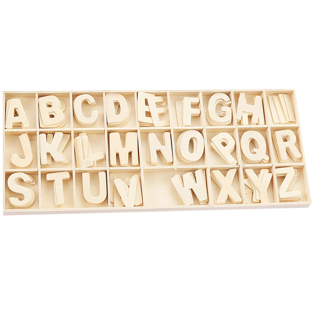 

Wooden DIY Early Education Toys Unpainted Alphabet Chips Kids Logic Creativity Development Safe Smooth Shapes Craft Decorations