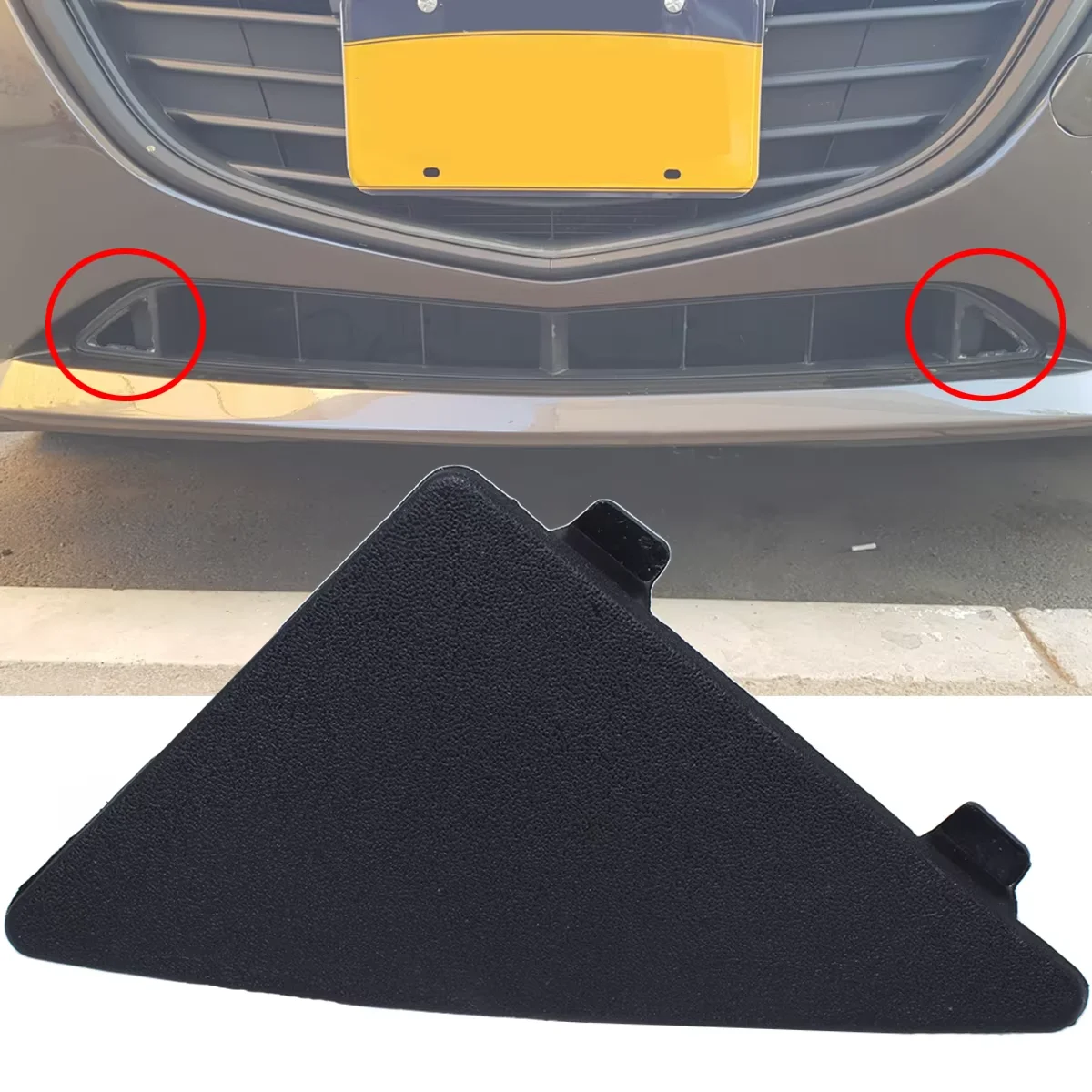

1pair Car Front Bumper Grille Cover For Mazda 3 Axela BM Left Right Triangle Tow Hook Trim Cap Repair Kit Black Car Accessories