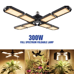 Derlights Newest E27 LED Grow Light 300W Foldable Full Spectrum Warm Growth Bulb Garden Growbox Flowers Fitolamp