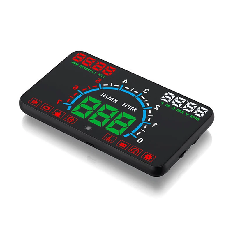 Car Driving Information Head Up Display Speedometer Oil Consumption Speed Water Temperature Windshield Projector OBD2 HUD Truck