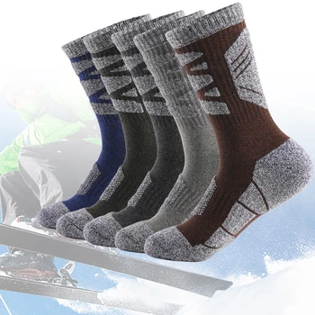Chaussettes thermiques épaisses et élastiques pour hommes et femmes, chaussettes de randonnée, chaussettes thermiques métropolitaines, chaussettes de tube de ski en plein air, chaussettes coordonnantes douces, hiver, 1 paire