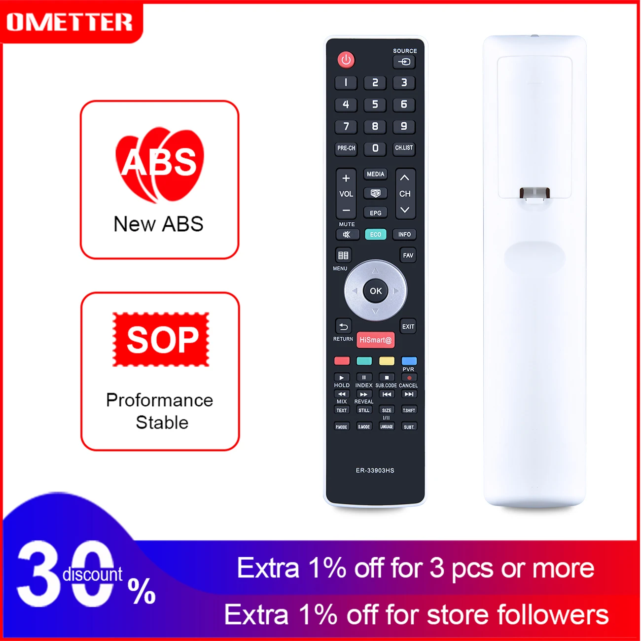 

Remote Control ER-33903 ER-33903HS fits for Hisense LCD TV 55K600XWSEU3D LTDN55K600XWSEU3D LHD32K360WSEU LTDN39K360WSGEU LTD