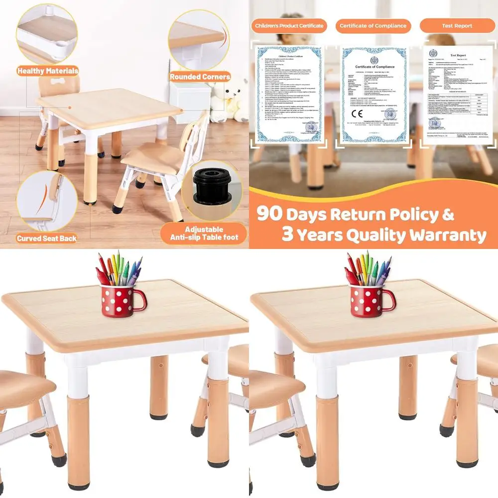 

Стол и 2 стула для малышей с регулируемой высотой, набор для декоративно-прикладного искусства для детей от 3 до 8 лет, подходит для классных комнат, дневной ресниц и домов, CPC