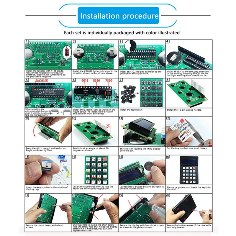 LCD1062 Calcolatrice Produzione elettronica Kit fai da te per la scuola superiore del college STEM Impara la pratica del assemblaggio di saldatura Durevole