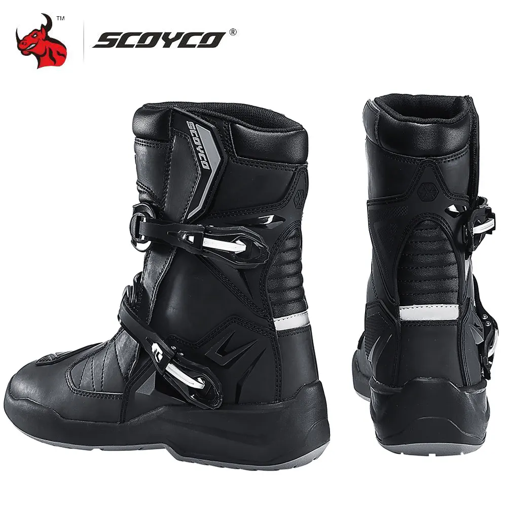 SCOYCO Motorcycle Boots Motorcycle Tour Boots Waterporoof Rally Shoes Four Seasons Men Ankle TPU Protections Moto Riding Boots