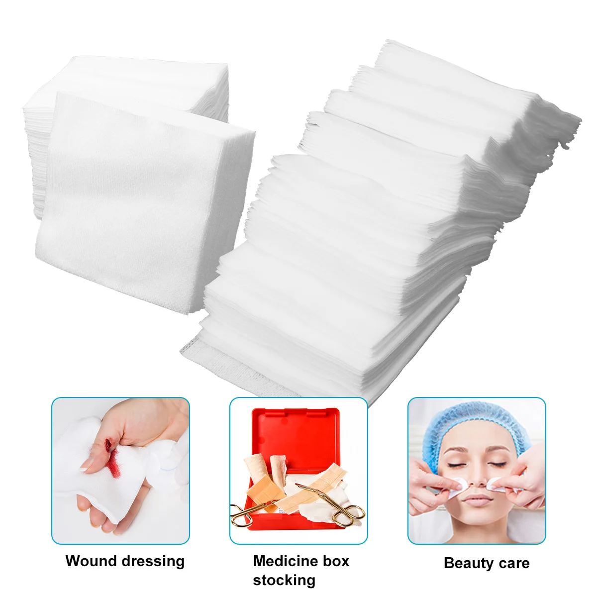 100pcs Sterile Gauze Pad 10x10cm 20x20cm Non-Woven Wound Dressing For First Aid Supplies