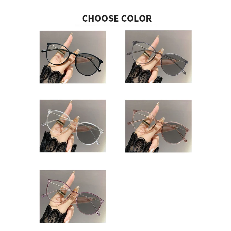 Runde photochrome Blaulichtfilter-Myopiebrille, lichtempfindlich, TR-Metallrahmen für Männer und Frauen, 0 bis -400 Dioptrien, für Zuhause und Büro – Detail 5