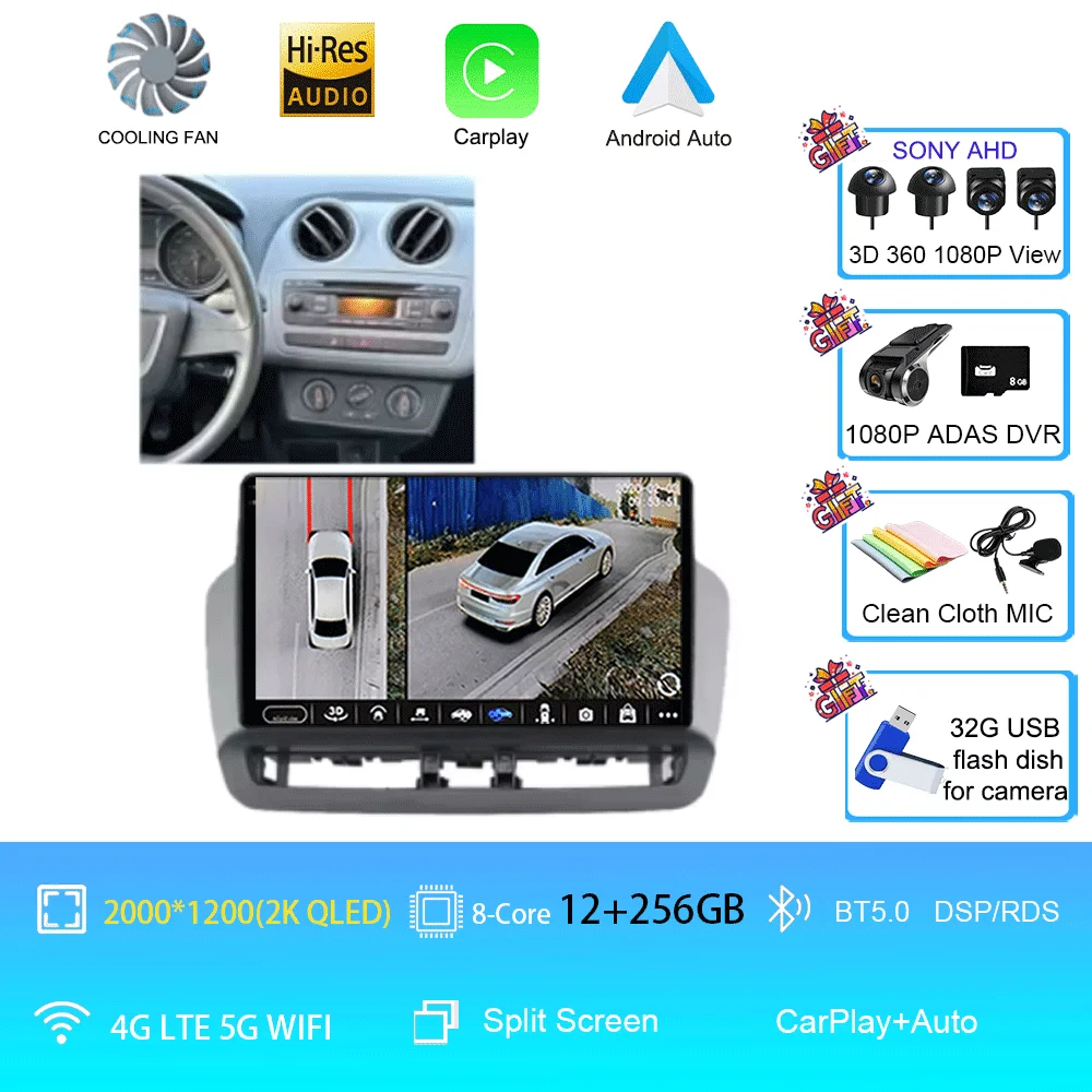For Seat Ibiza 2012-2015 Android 16 QLED Touch Screen Auto 12G+256G Radio Car Multimedia Video Player 5G WIFI BT GPS Navigation image 3