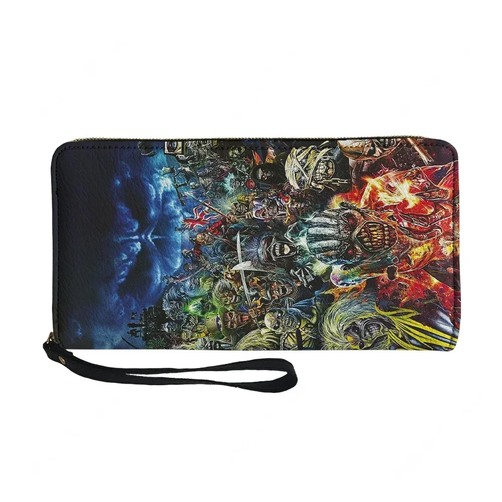 Custom Heavy Metal Wallet Purse Mens Womens Zipper Long Wallets Double Print  Portable Wallet Gift Bag