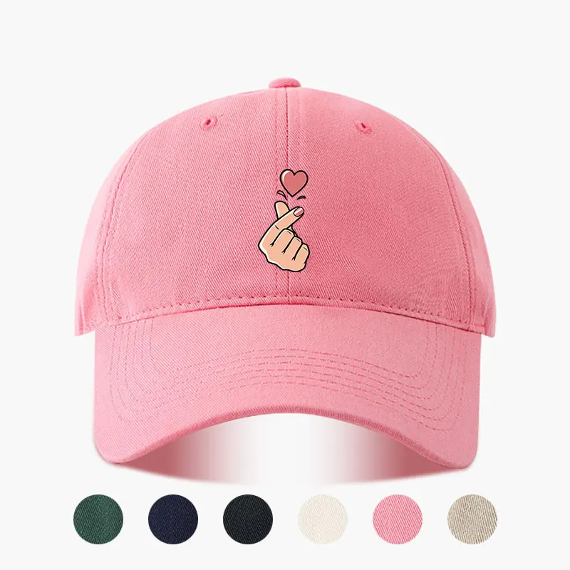 Finger Heart-korean Sign Hand Pattern Baseball Cap Woman Man Outdoor Sports Travel Sun Fisherman Cap Unisex Adult Daily Dad Cap
