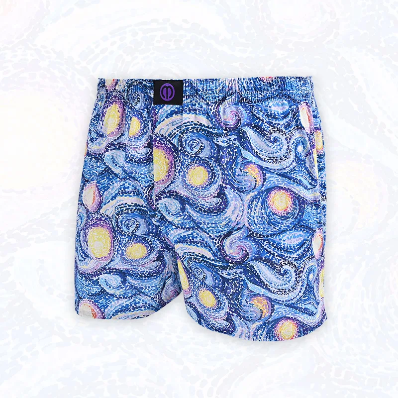 Blue Starry Sky Pure Cotton Underwear Pattern For Men And Women Pattern Comfortable Breathable Shorts For Home Leisure