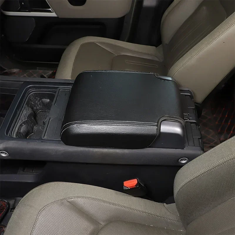 

Leather Black Car Armrest Box Storage Box Cover Trim Stickers For Land Rover Defender 90 110 130 2020-2024 Car Accessories