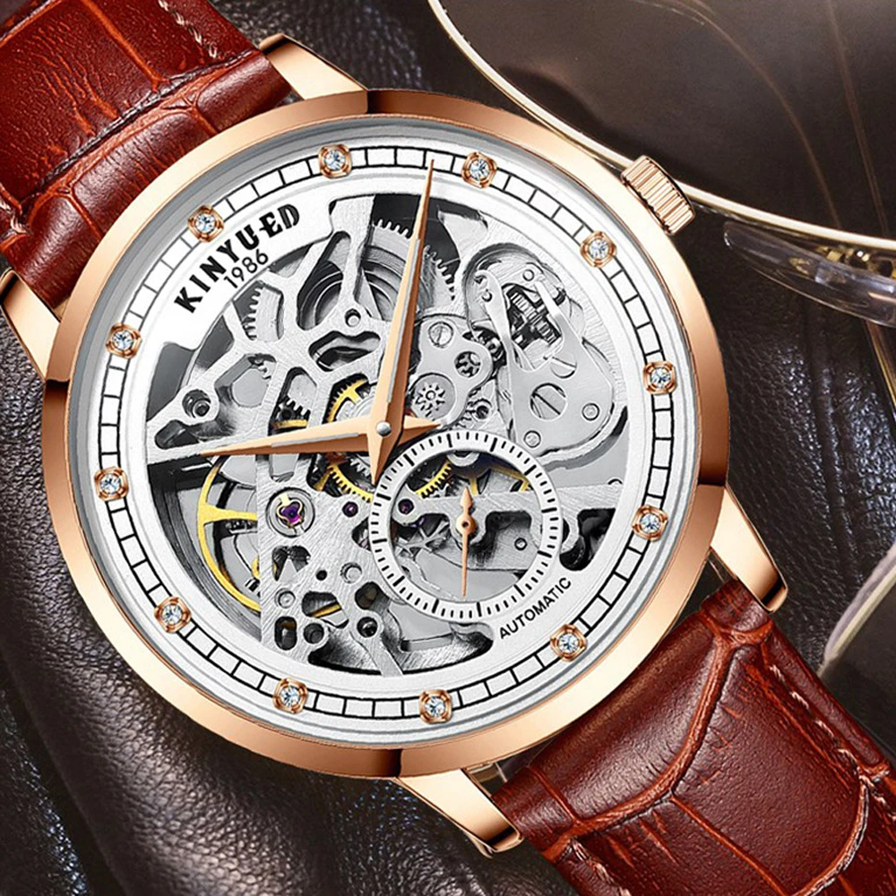 남성을위한 새로운 Relogio Tourbillon 스켈레톤 시계 자동 남성 시계 승/다이아몬드 기계식 손목 시계 여성 패션 여성 시계