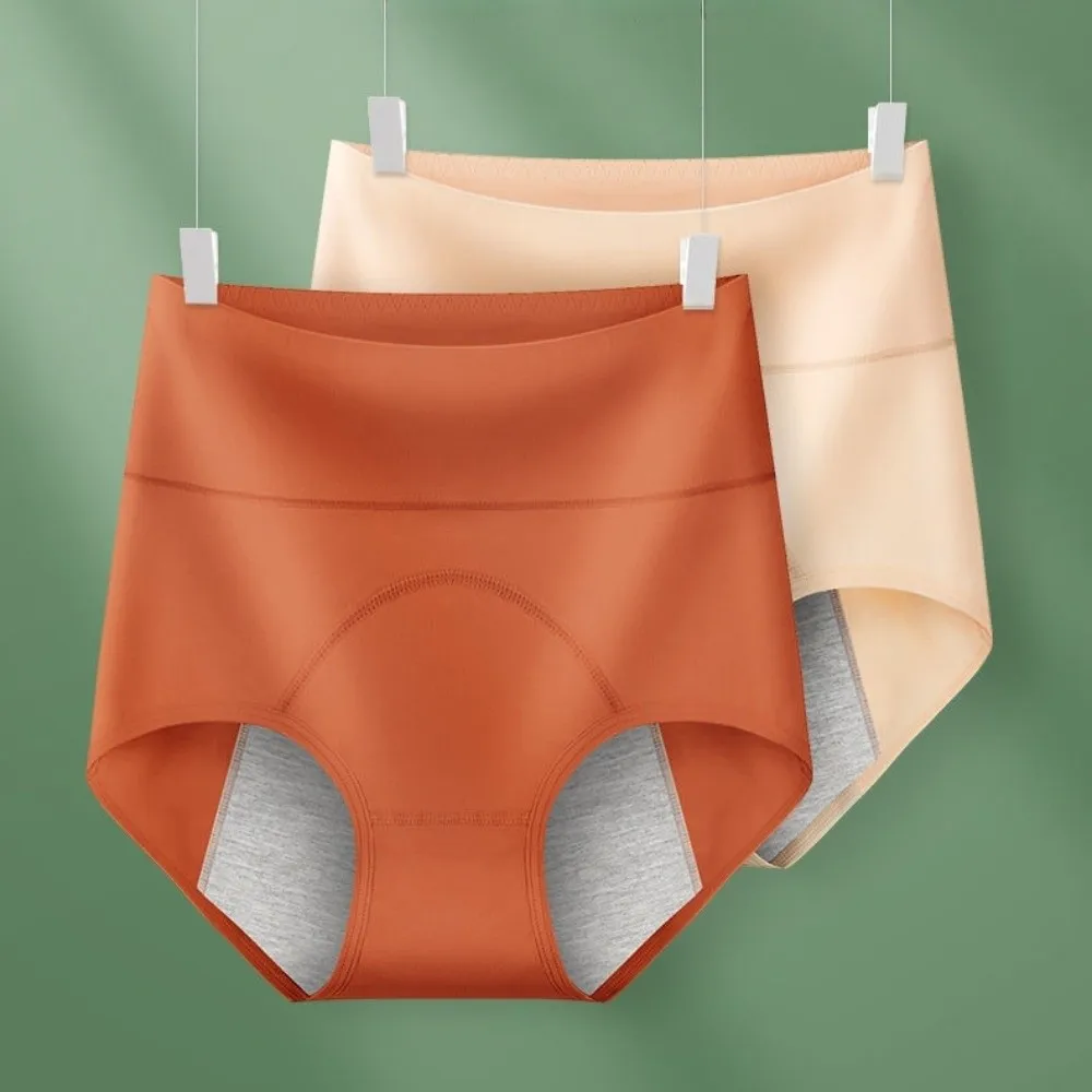 면 생리 팬티 하이웨이스트 방수 생리 팬티 통기성 재사용 가능 생리 속옷 야간 보호