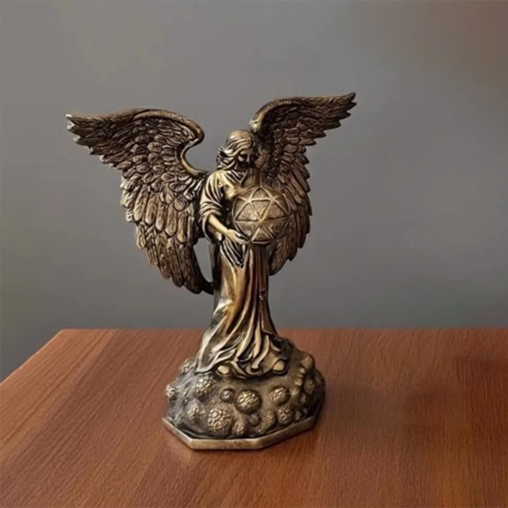 European Retro Angel Ornament, Home Desktop Decoration Resin Crafts, Imitation Copper Angel Sculpture Home Decor Ornaments