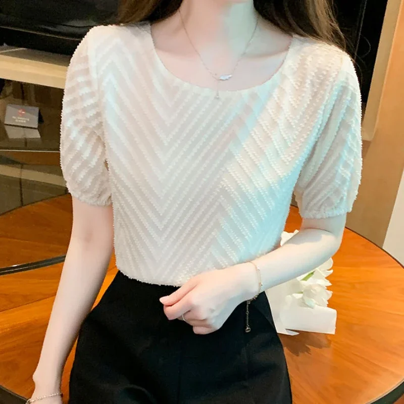 

Women's Shirt And Blouse Woven Crop Simplicity Basic Fine Elegant Female Tops Beautiful In Promotions Youthful Emo Promotion M