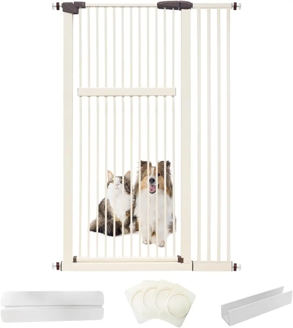 

Extra Tall Pet Gate 55.12" High Pressure Mounted 38.39"-42.51" Extra Wide 1.37" Gap for Cat Dog Children Stairs Doorway Hallway