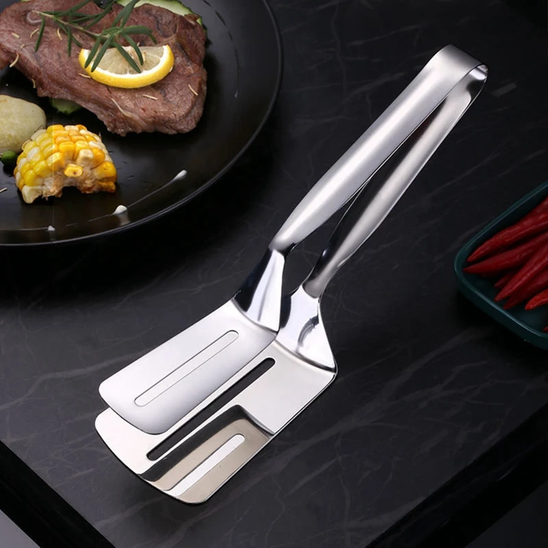 Clip de pala de doble cara de acero inoxidable, pinzas de cocina con espátula de acero inoxidable, abrazadera para parrilla, Clip para espátula volteadora