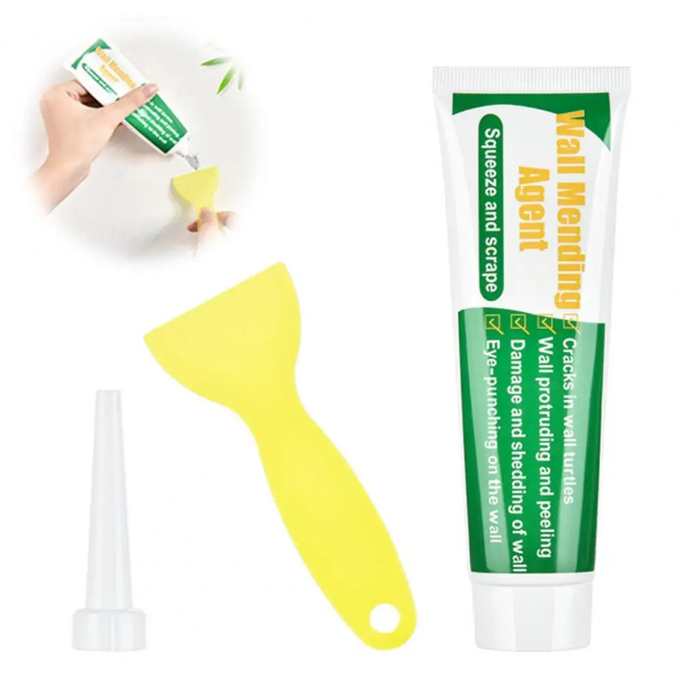 100G Wall Mending Agent Drywall Repair Kit with Scraper Wall Hole Repair Paste Home Wall Crack Nail Hole Repair Putty Plaster