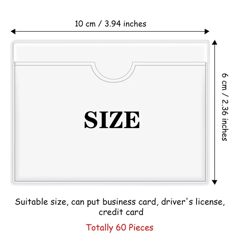 360Pcs Self-Adhesive Label Holder Card Pockets Label Holder Clear Library Card Holders With Top Open For Index Cards-AC47