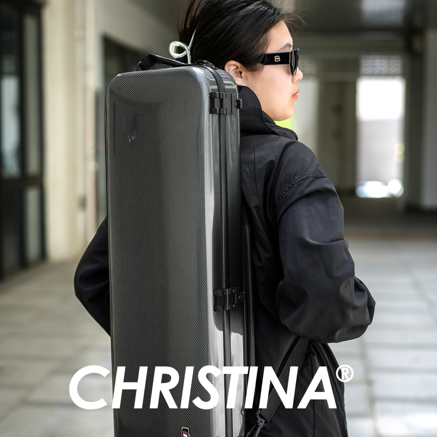 CHRISTINA Rectangular Violin Case Multiple Colors Available 4/4 Size Lightweight Waterproof Composite Materials with Straps