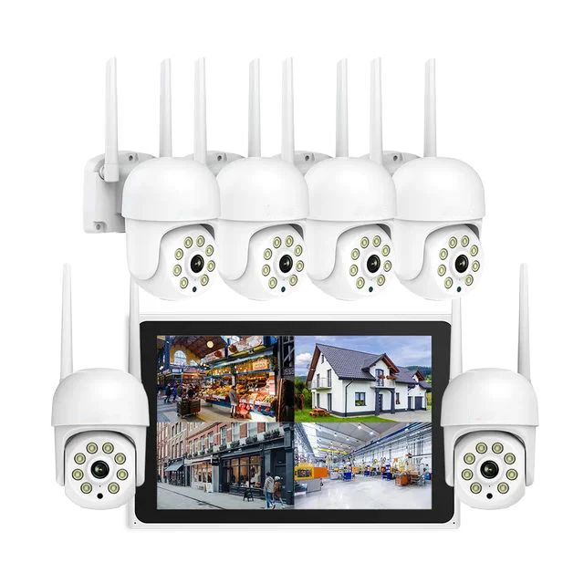 8CH 3MP Wireless NVR Kit Wifi Dome Security Camera Kit Ptz CCTV System 12.5 Inch LCD Screen Wireless CCTV Camera Kit System