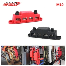 M10 Screw 12V-48V 250A Bus Bar Terminal Battery Power Distribution Block With Cover 4 for Automobile Boat RV Truck