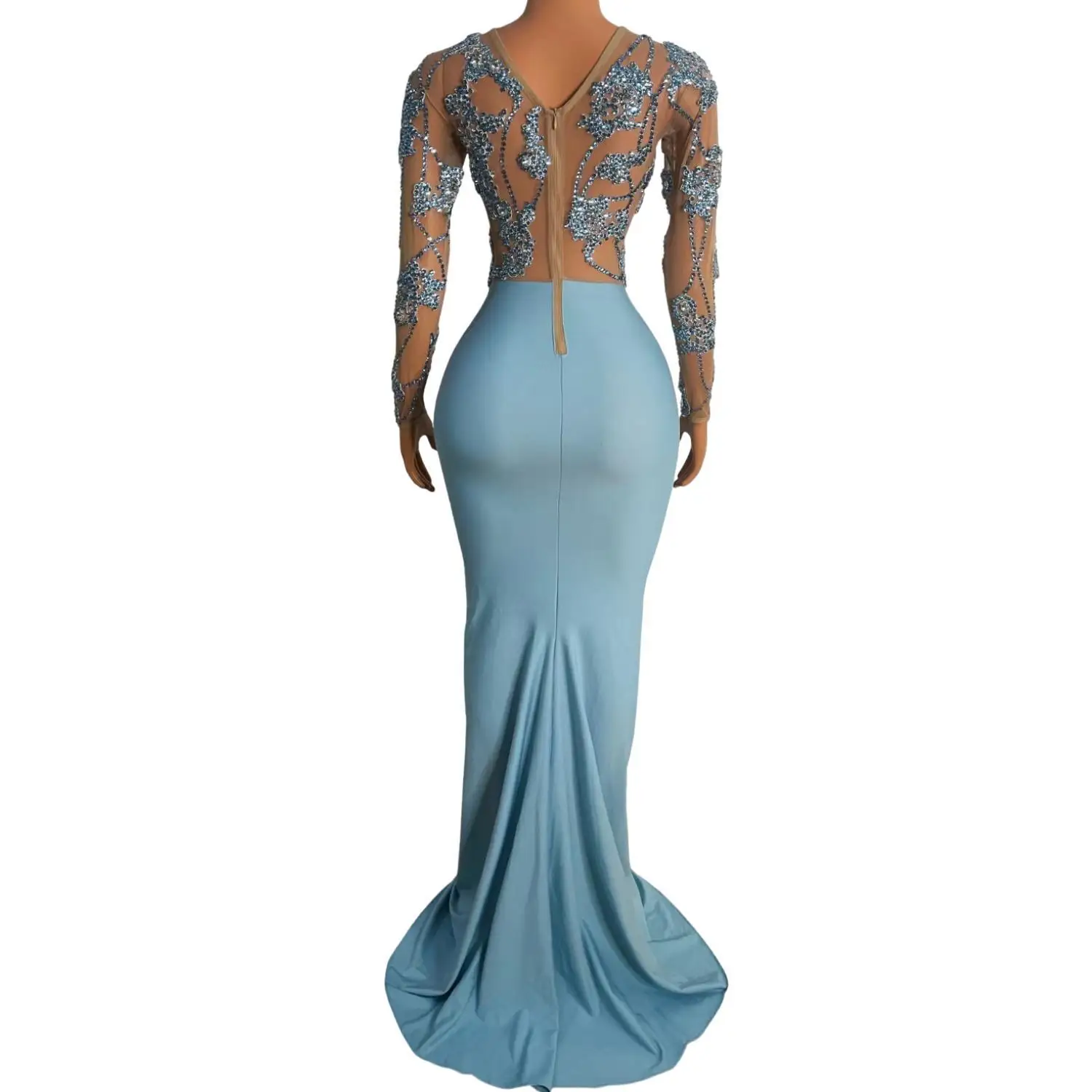 Robe de soirée pour femmes, magnifique, nouveau style, bleu brillant, queue de diamant, robe de soirée élégante, robes de soirée de mariage, demoiselle d'honneur, BIyue