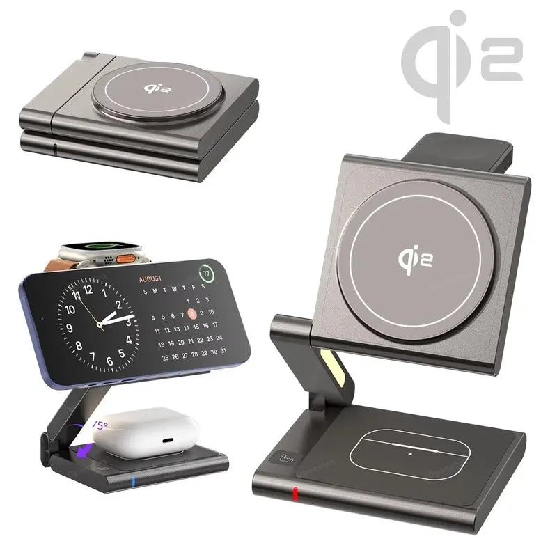 

Qi2 Wireless Charger 3 In 1 Foldable Magnetic Fast Charging Station Travel Gifts