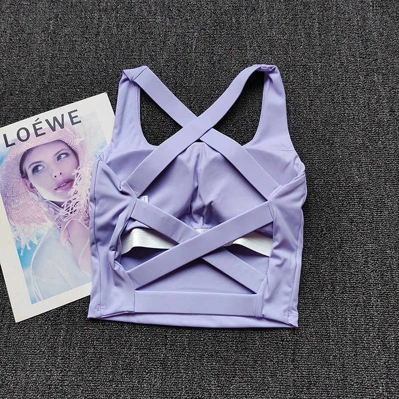 New Gym Product with Chest Cushion Cross-bearing Sports Professional Lingerie Wearing Yoga Vest Pilates Training Fitness Bra image 3