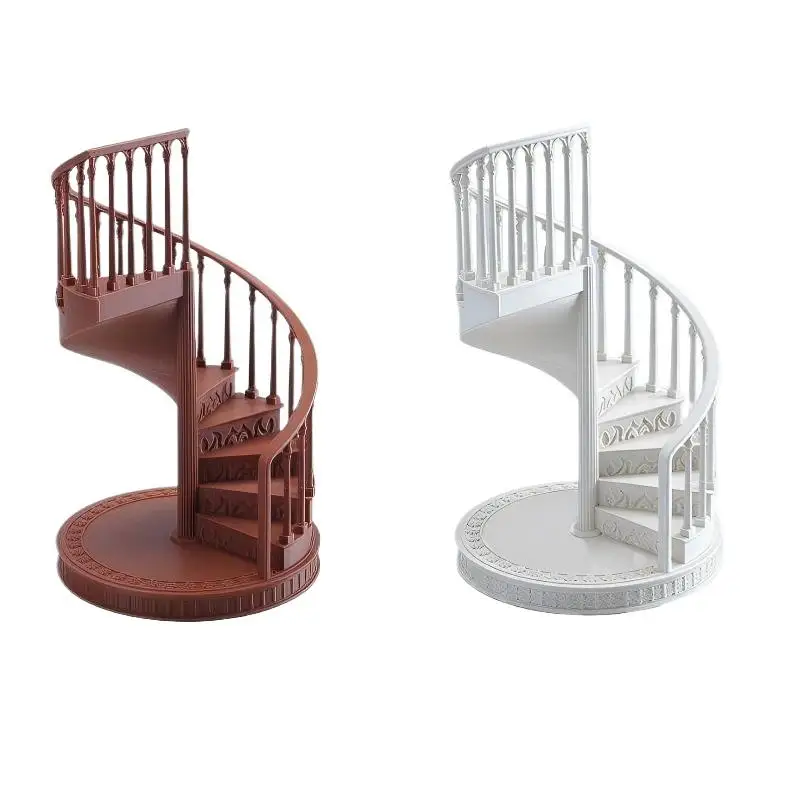 ✔1/12 Scale Miniature Spiral Staircase Model,Dollhouse Scene Deco,Prop for Photography,Dollhouse Furniture Accessory