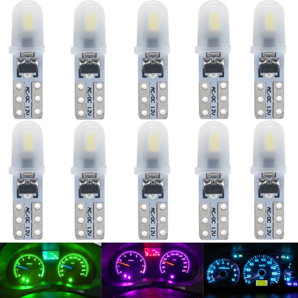 

10pcs Newest T5 2smd 3014 3020 Led Bulb Car Interior Light Indicator Dashboard Gauge Instrument Wedge Lamp Auto Signal light 12V