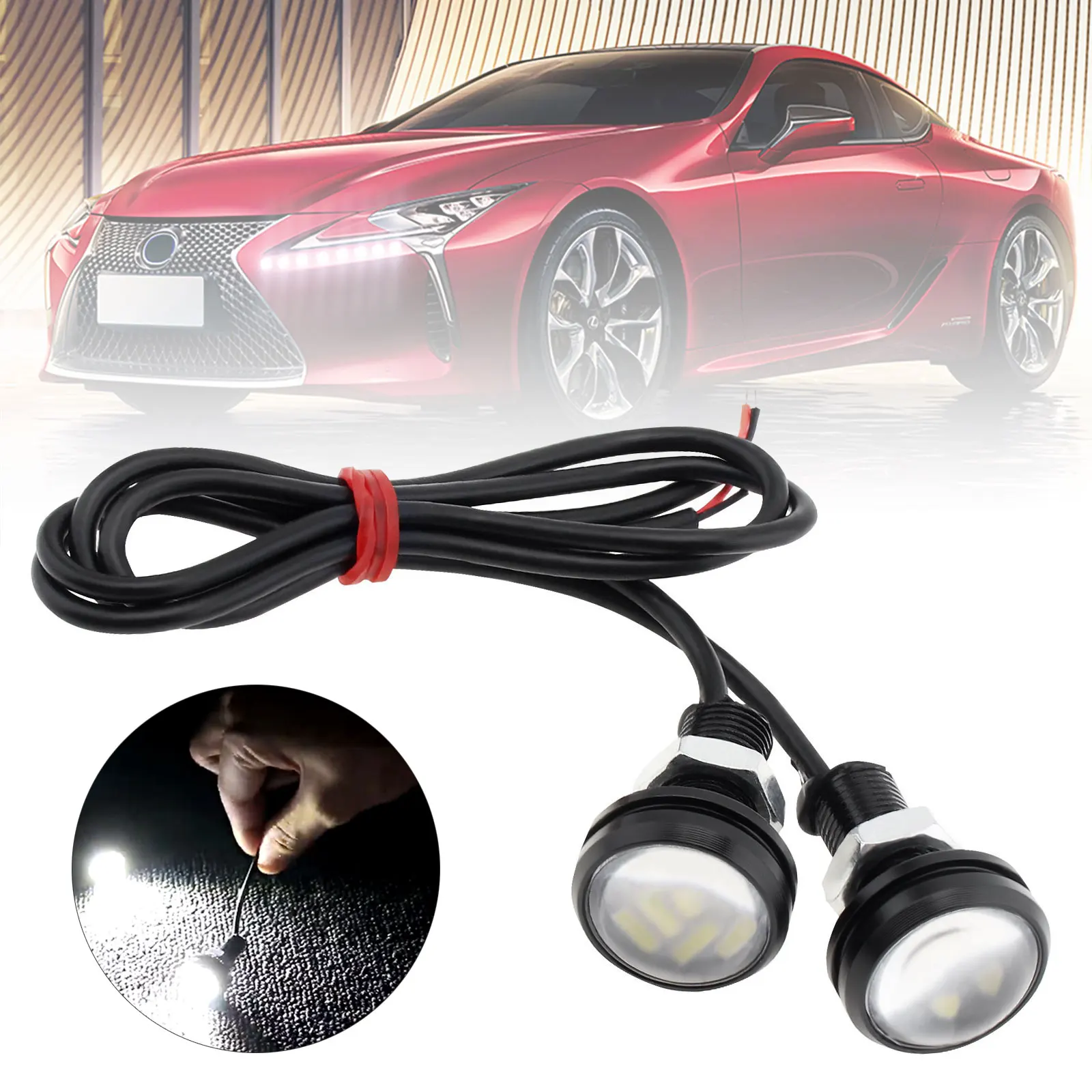 

2Pcs 12V 15W 22mm Car Eagle Eye DRL Led Daytime Running Lights LED Backup Reversing Parking Signal Automobiles Lamps