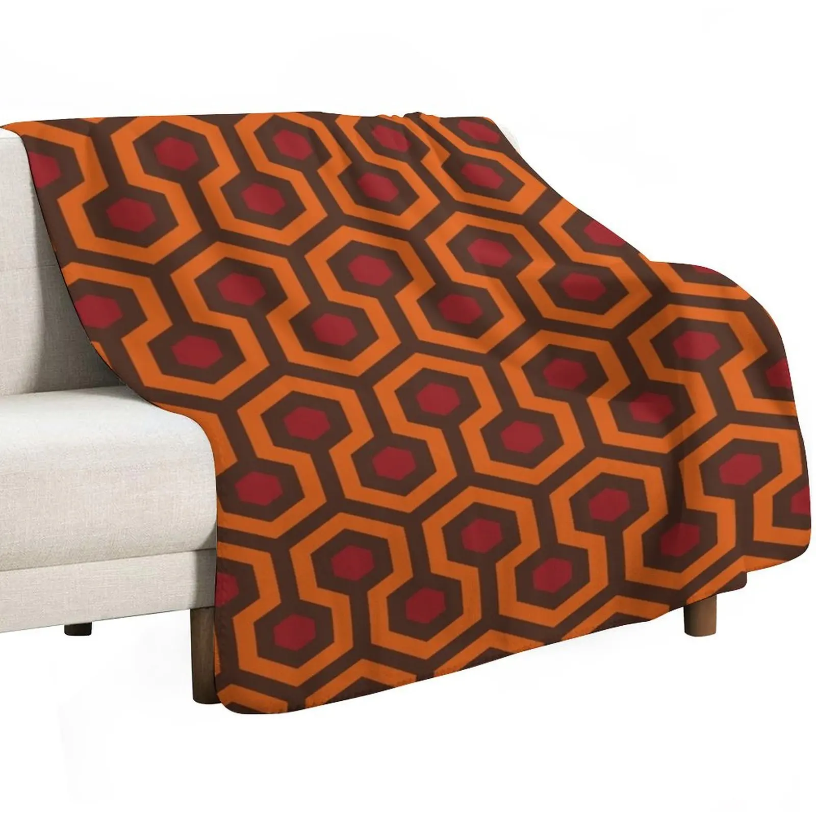 Geometric Pattern: Looped Hexagons: Orange/Red/Brown Throw Blanket Luxury Throw cosplay anime funny gift Blankets