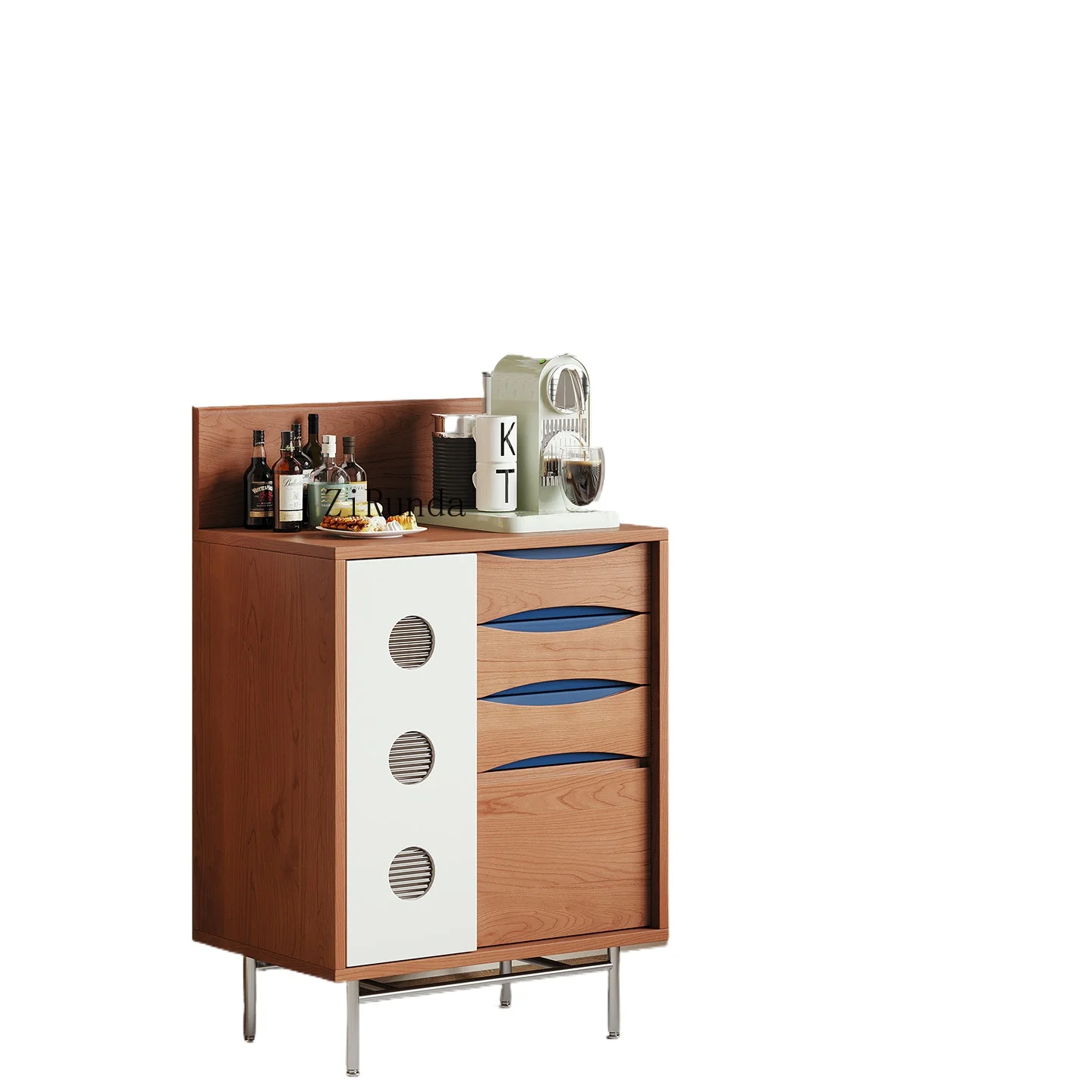 Medieval style solid wood tea cabinet, wall-mounted integrated storage cabinet, dining room sideboard, vintage beverage cabinet