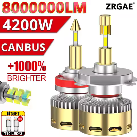 4200W H7 LED 360 For Projector Lenses CANbus H11 H1 H4 H8 H9 Headlight Bulbs 6500K HB3 9005 HB4 9006 HIR2 9012 LED Fog Light 12V