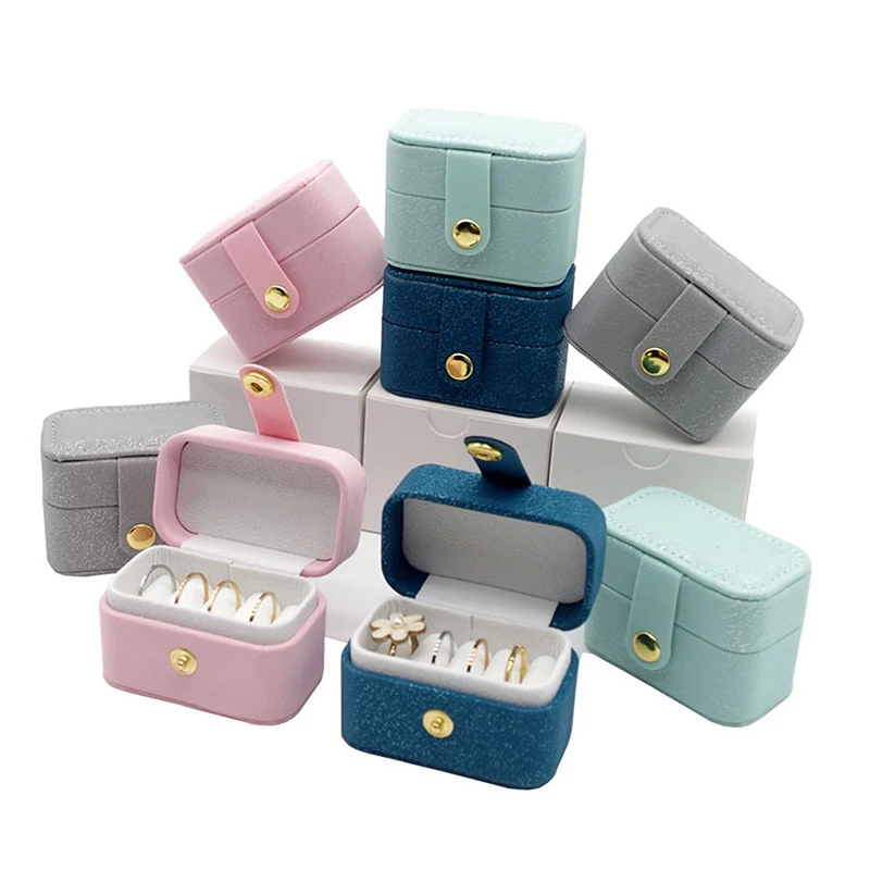 PU Leather Portable Jewelry Box Desktop Travel Case Earrings Stud Earrings Jewelry Accessories Packaging Display Storage Holder