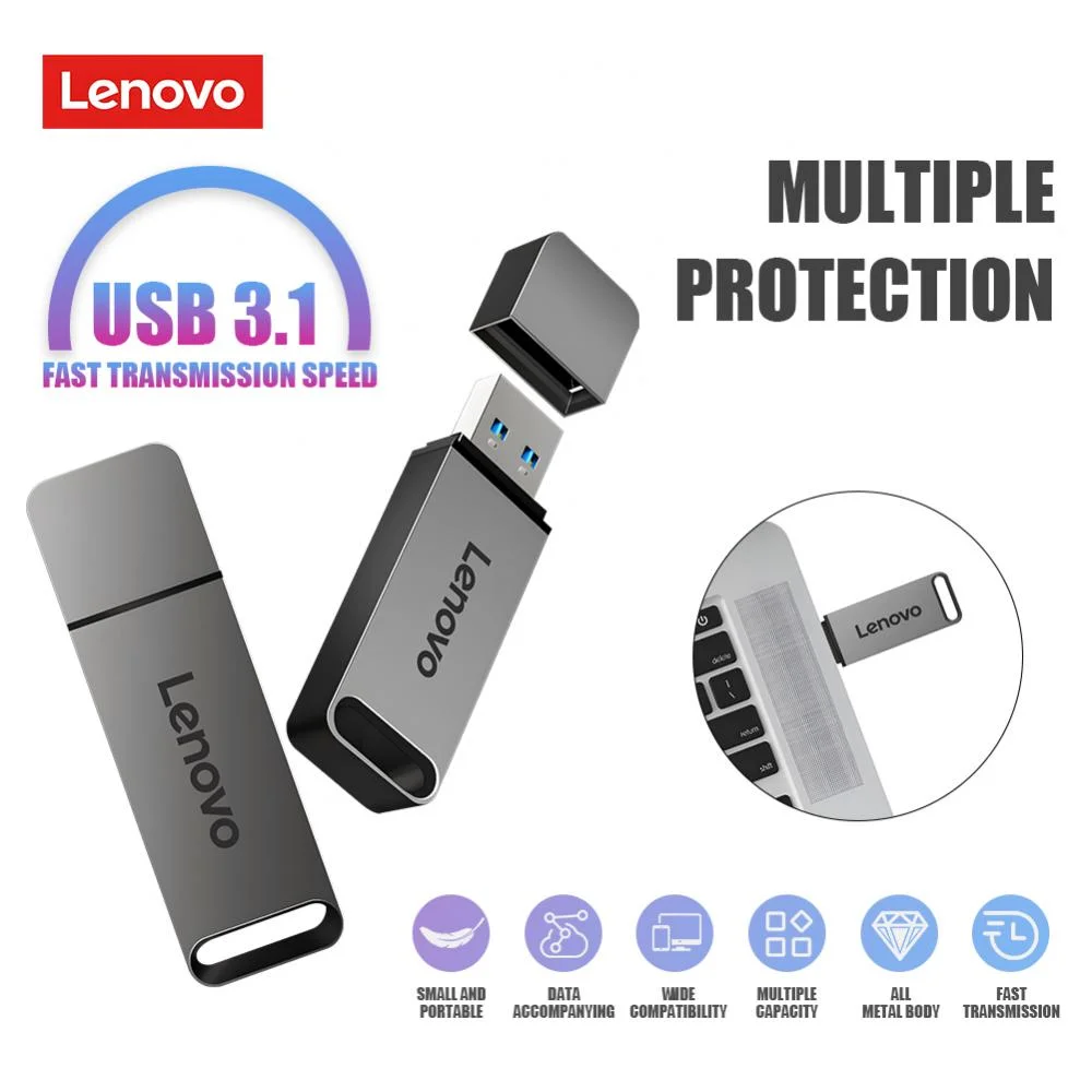 لينوفو-USB 3.1 محركات أقراص فلاش ، محرك أقراص القلم عالية السرعة ، قرص U محمول من النوع C ، عصا الذاكرة ، قدرة عالية ، 1 تيرا بايت ، 2 تيرا بايت ، 512GB ، 256GB