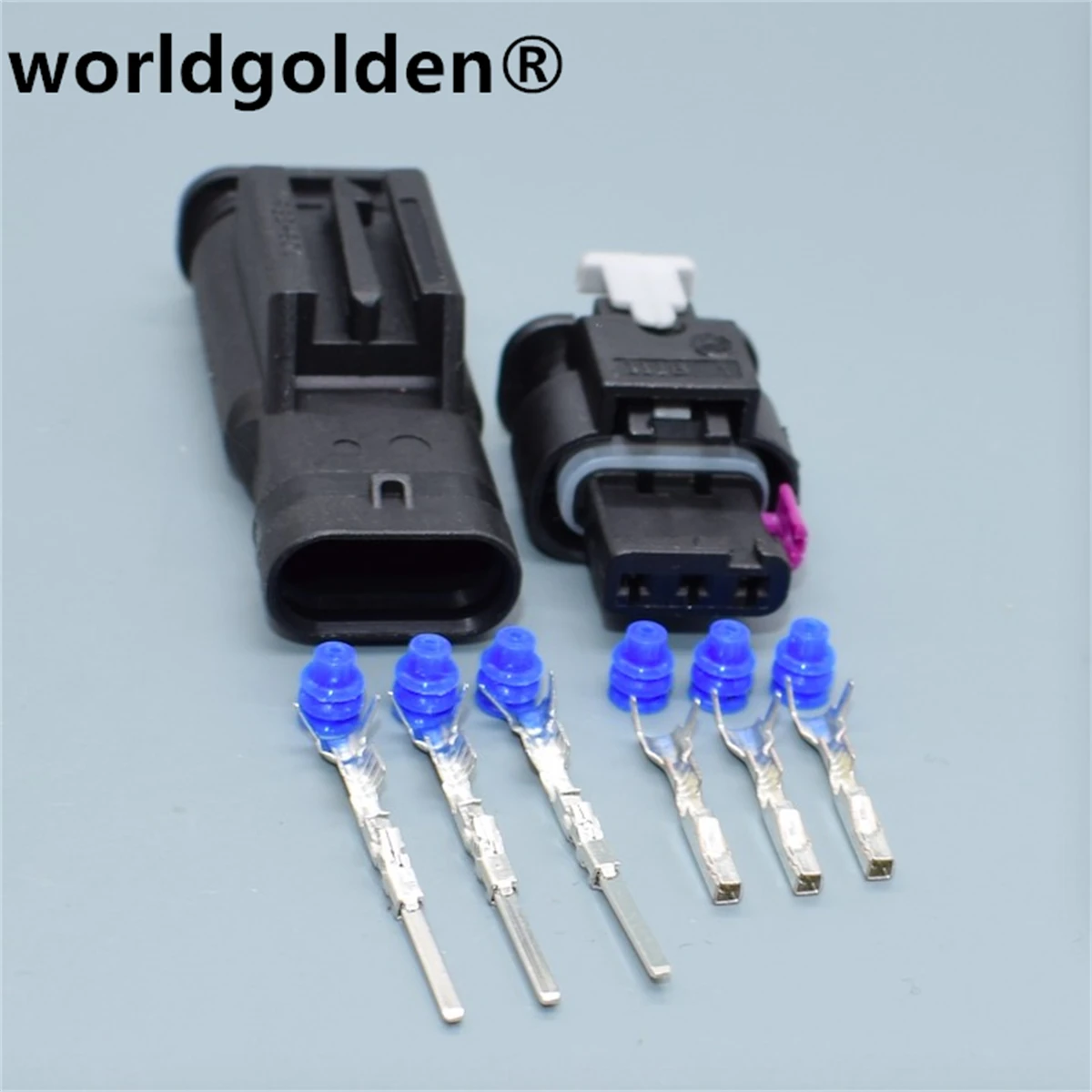 worldgolden 1718653-1 3 Pin Auto Electronic Male Female Waterproof Connector Plug for VW Audi 4F0973703A 4F0973703