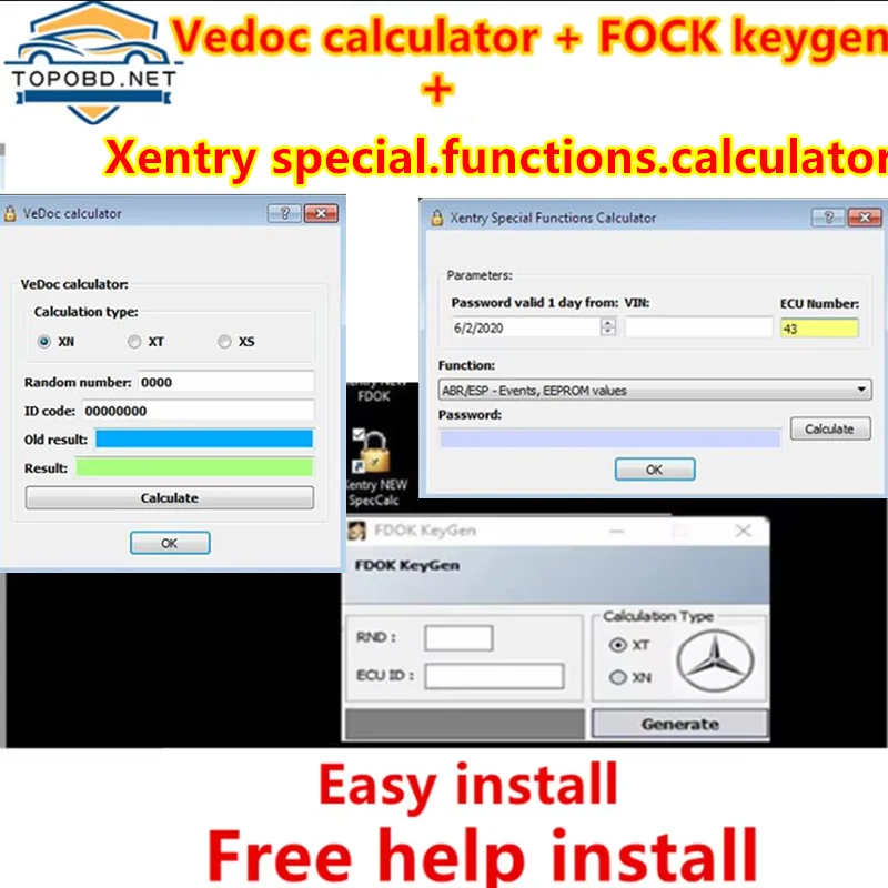 Old DAS Xentry Special Function Calculator Keygen and FDOK Vedoc Calculator Keygen for MB Star C4 C5 C6 J2534 Free Help Insta